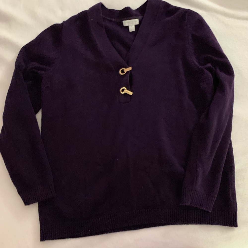 Charter club 2x sweater with gold clasp neckline